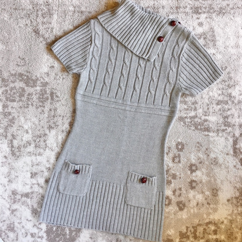 Sweater Dress Gray Short Sleeve Juniors Medium M